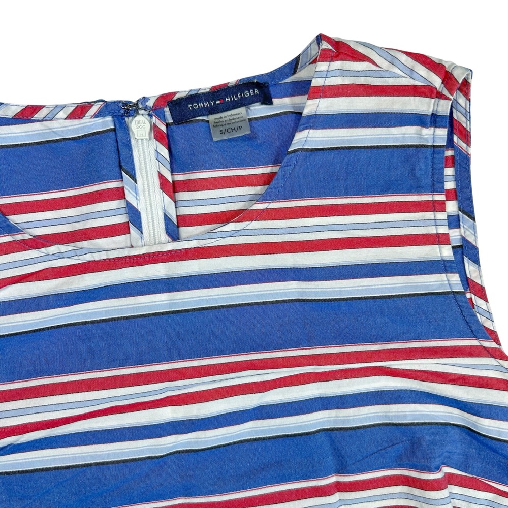 Tommy Hilfiger Re White Blue Striped Tank Top - Small